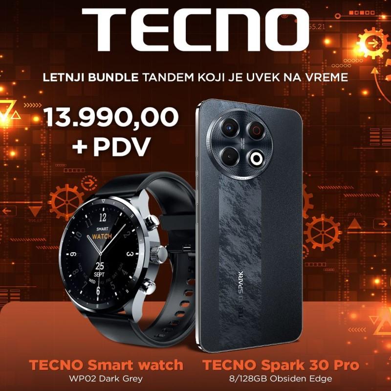 TECNO Spark 30 Pro 8/128GB Obsiden Edge + Smart Watch